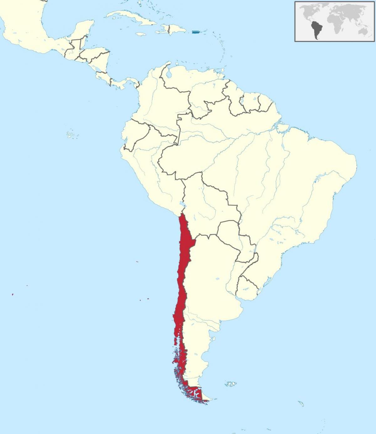 چلی جنوبی امریکہ کا نقشہ